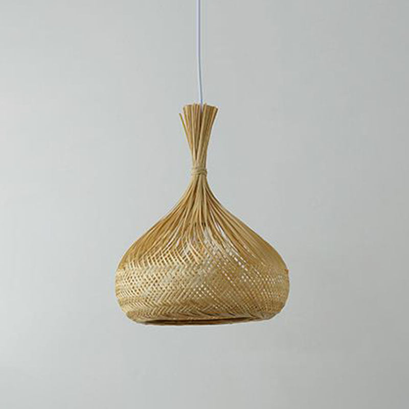 Wood Hand-Braided Pendant Lamp Chinese Style 1 Head Bamboo Ceiling Hanging Lantern Clearhalo 'Ceiling Lights' 'Pendant Lights' 'Pendants' Lighting' 2044429
