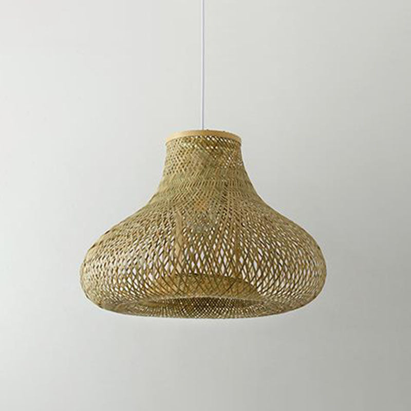 Wood Hand-Braided Pendant Lamp Chinese Style 1 Head Bamboo Ceiling Hanging Lantern Clearhalo 'Ceiling Lights' 'Pendant Lights' 'Pendants' Lighting' 2044432