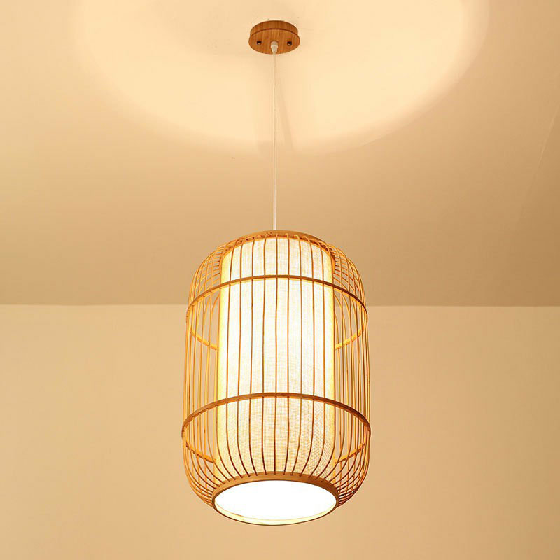 Oval Hanging Ceiling Lantern Chinese Bamboo Single Wood Pendant Lamp with Shade Inside Wood Small Clearhalo 'Ceiling Lights' 'Pendant Lights' 'Pendants' Lighting' 2044493_697658db-8502-4f39-9070-0fe3689227ea