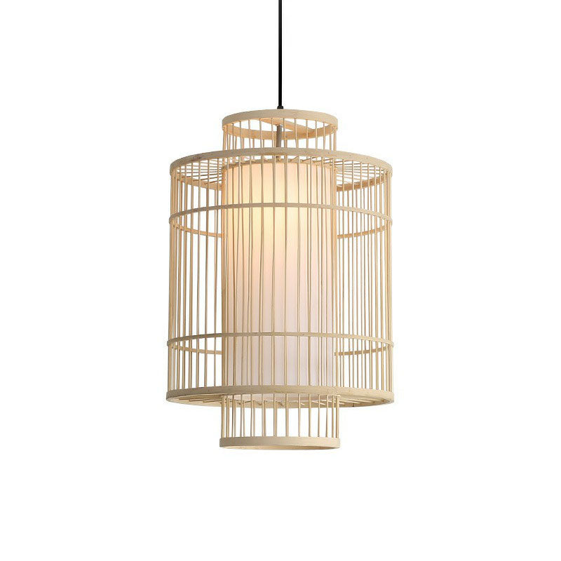 Chinese Palace Lantern Pendant Lamp Bamboo 1 Head Study Room Ceiling Light Fixture Clearhalo 'Ceiling Lights' 'Pendant Lights' 'Pendants' Lighting' 2044499