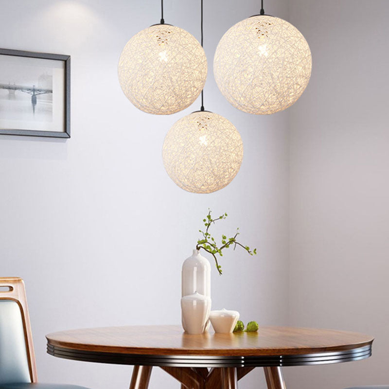 Handwoven Globe Restaurant Pendant Lighting Rattan 1 Bulb Asian Style Hanging Lamp Kit Clearhalo 'Ceiling Lights' 'Pendant Lights' 'Pendants' Lighting' 2044613