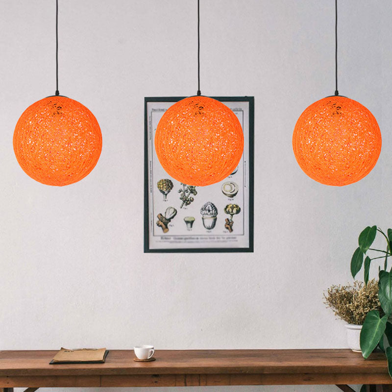 Handwoven Globe Restaurant Pendant Lighting Rattan 1 Bulb Asian Style Hanging Lamp Kit Clearhalo 'Ceiling Lights' 'Pendant Lights' 'Pendants' Lighting' 2044616