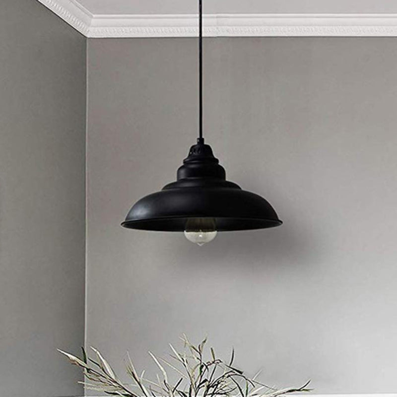 Barn Shade Metal Pendant Light Fixture Industrial Single Bulb Living Room Hanging Lamp in Black Clearhalo 'Art Deco Pendants' 'Black' 'Cast Iron' 'Ceiling Lights' 'Ceramic' 'Crystal' 'Industrial Pendants' 'Industrial' 'Metal' 'Middle Century Pendants' 'Pendant Lights' 'Pendants' 'Rustic Pendants' 'Tiffany' Lighting' 204543