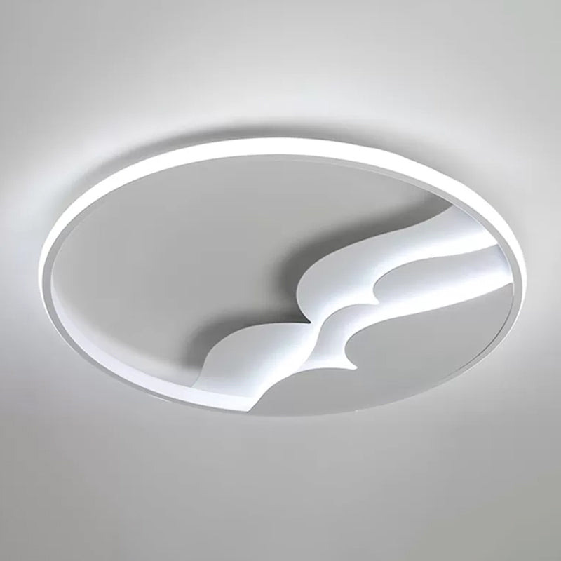 White Ring Flush Light Artistic Acrylic LED Flush Ceiling Light Fixture with Mountain Decor White B Clearhalo 'Ceiling Lights' 'Close To Ceiling Lights' 'Close to ceiling' 'Flush mount' Lighting' 2046416
