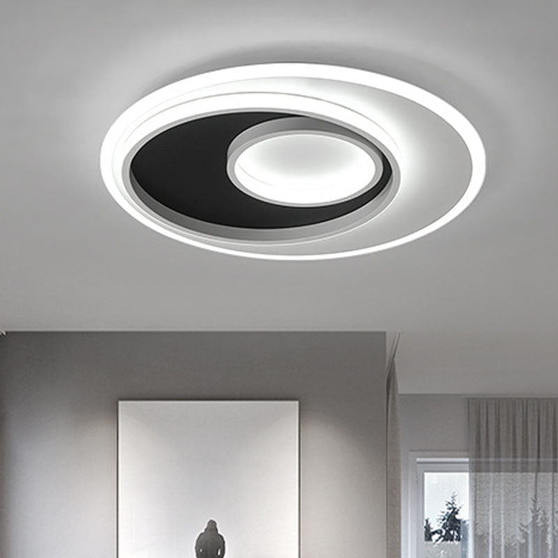 Metal Ring Flush Light Minimalist Black and White LED Flush Ceiling Light Fixture Black-White White Clearhalo 'Ceiling Lights' 'Close To Ceiling Lights' 'Close to ceiling' 'Flush mount' Lighting' 2046441