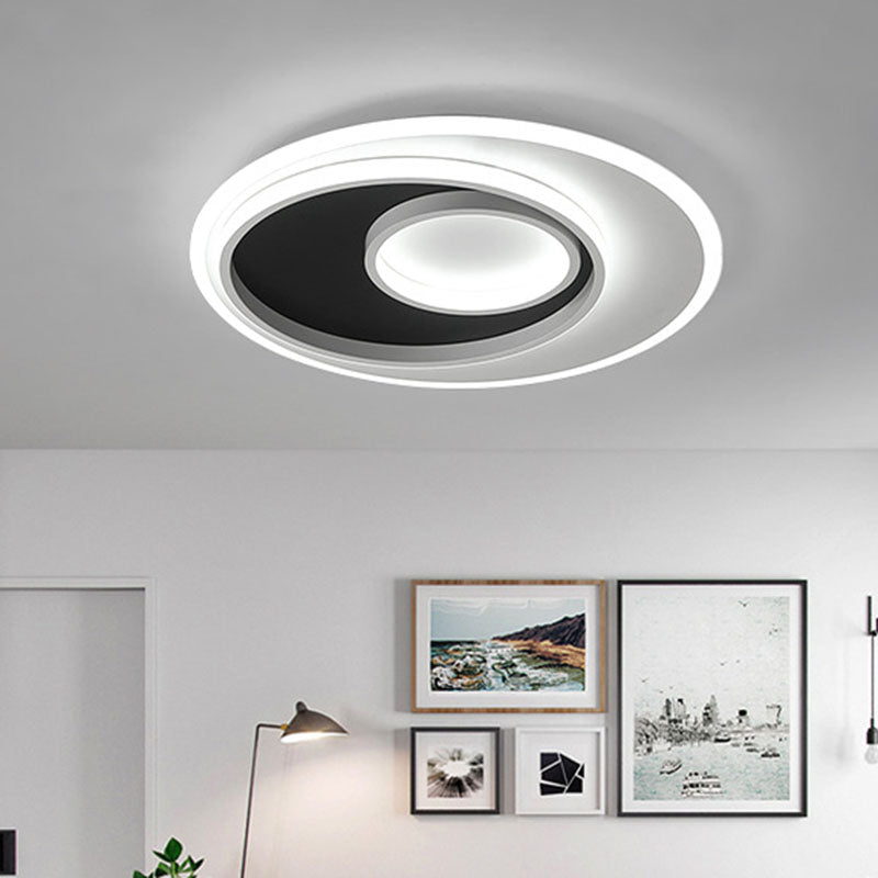 Metal Ring Flush Light Minimalist Black and White LED Flush Ceiling Light Fixture Clearhalo 'Ceiling Lights' 'Close To Ceiling Lights' 'Close to ceiling' 'Flush mount' Lighting' 2046443