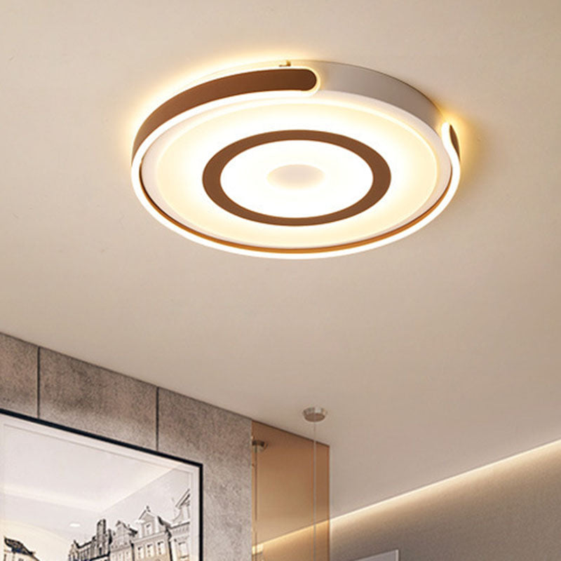 Metal Halo-Like Ring Flush Ceiling Light Contemporary Coffee LED Flush Mount Lighting Fixture Coffee Warm Clearhalo 'Ceiling Lights' 'Close To Ceiling Lights' 'Close to ceiling' 'Flush mount' Lighting' 2046461