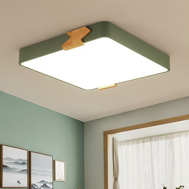 Square Shaped Bedroom LED Flush Mount Light Acrylic Simple Ceiling Light Flush Mount Green Square Clearhalo 'Ceiling Lights' 'Close To Ceiling Lights' 'Close to ceiling' 'Flush mount' Lighting' 2046492