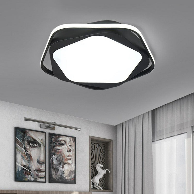 Minimalist Pentagon LED Flush Mount Metal Bedroom Flushmount Ceiling Light in Black Clearhalo 'Ceiling Lights' 'Close To Ceiling Lights' 'Close to ceiling' 'Flush mount' Lighting' 2046494