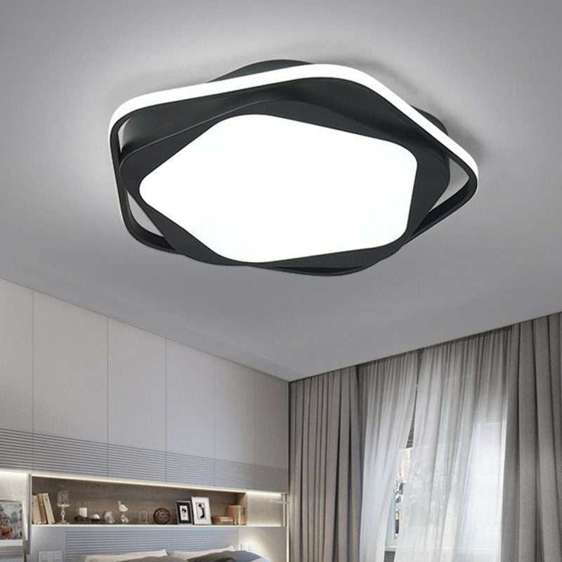 Minimalist Pentagon LED Flush Mount Metal Bedroom Flushmount Ceiling Light in Black Clearhalo 'Ceiling Lights' 'Close To Ceiling Lights' 'Close to ceiling' 'Flush mount' Lighting' 2046495