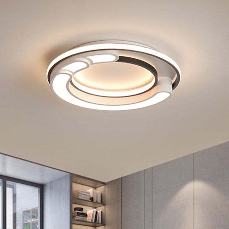 Contemporary Splicing Geometric Flush Ceiling Light Acrylic Living Room LED Flush Mount Lighting Fixture in White White Round Clearhalo 'Ceiling Lights' 'Close To Ceiling Lights' 'Close to ceiling' 'Flush mount' Lighting' 2046499