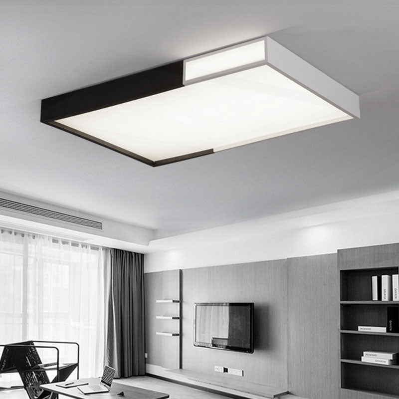 Quadrilateral Shape LED Flush Mount Light Simple Metal Black and White Ceiling Light Flush Mount Clearhalo 'Ceiling Lights' 'Close To Ceiling Lights' 'Close to ceiling' 'Flush mount' Lighting' 2046543