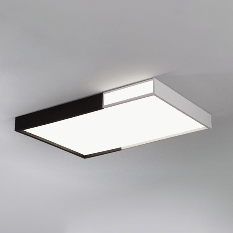 Quadrilateral Shape LED Flush Mount Light Simple Metal Black and White Ceiling Light Flush Mount Clearhalo 'Ceiling Lights' 'Close To Ceiling Lights' 'Close to ceiling' 'Flush mount' Lighting' 2046544