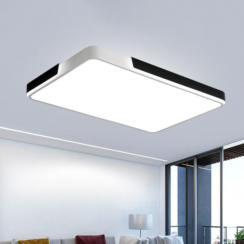 Geometric Living Room Flush Light Metal Artistic LED Flush Ceiling Light Fixture in Black and White Black-White Rectangle Clearhalo 'Ceiling Lights' 'Close To Ceiling Lights' 'Close to ceiling' 'Flush mount' Lighting' 2046552