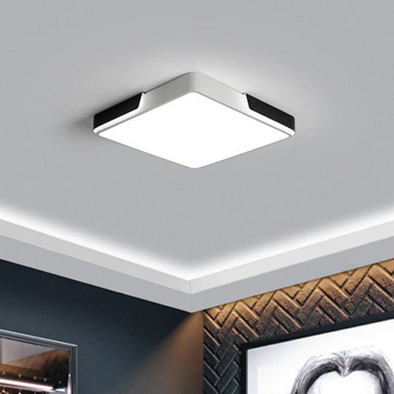 Geometric Living Room Flush Light Metal Artistic LED Flush Ceiling Light Fixture in Black and White Black-White Square Clearhalo 'Ceiling Lights' 'Close To Ceiling Lights' 'Close to ceiling' 'Flush mount' Lighting' 2046559