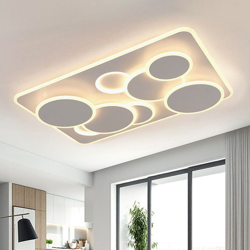 Acrylic Geometric Flush Light Artistic White LED Flush Ceiling Light Fixture for Living Room White Rectangle Clearhalo 'Ceiling Lights' 'Close To Ceiling Lights' 'Close to ceiling' 'Flush mount' Lighting' 2046574