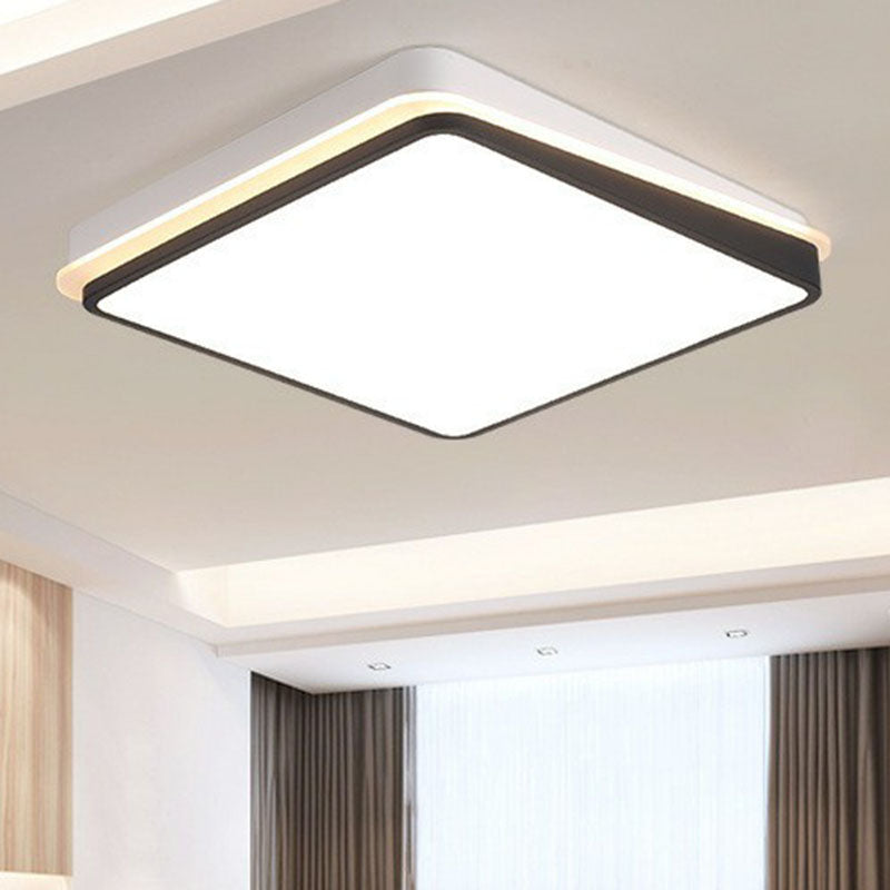 Quadrilateral Metal Flush Mount Lighting Minimalist Black and White LED Flush Mount Fixture Clearhalo 'Ceiling Lights' 'Close To Ceiling Lights' 'Close to ceiling' 'Flush mount' Lighting' 2046579