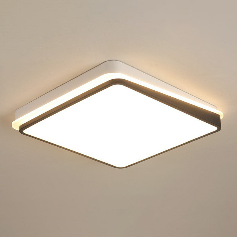 Quadrilateral Metal Flush Mount Lighting Minimalist Black and White LED Flush Mount Fixture Black-White Warm Square Clearhalo 'Ceiling Lights' 'Close To Ceiling Lights' 'Close to ceiling' 'Flush mount' Lighting' 2046581