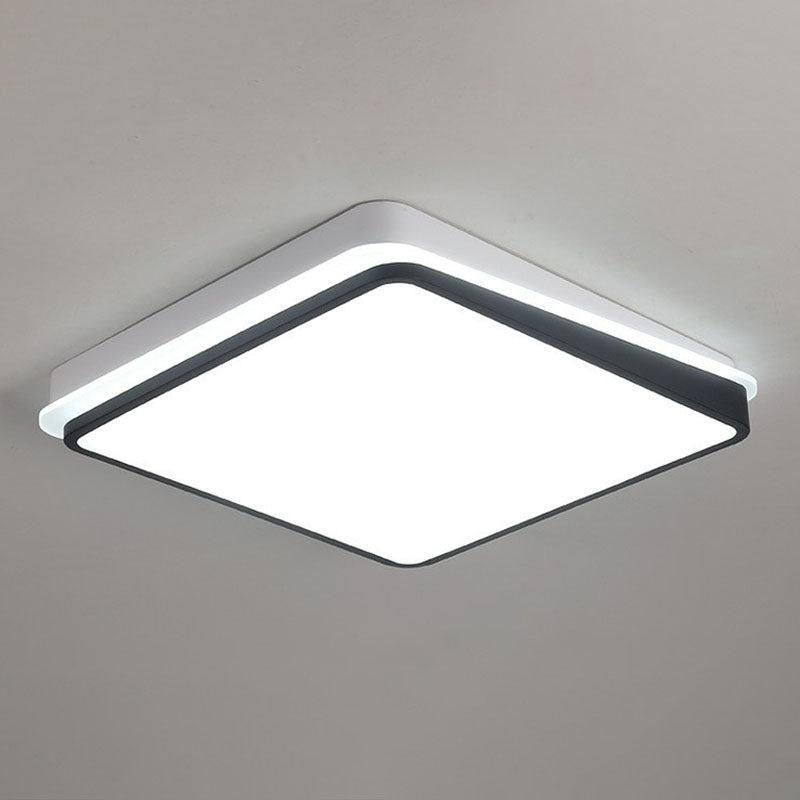 Quadrilateral Metal Flush Mount Lighting Minimalist Black and White LED Flush Mount Fixture Black-White White Square Clearhalo 'Ceiling Lights' 'Close To Ceiling Lights' 'Close to ceiling' 'Flush mount' Lighting' 2046582