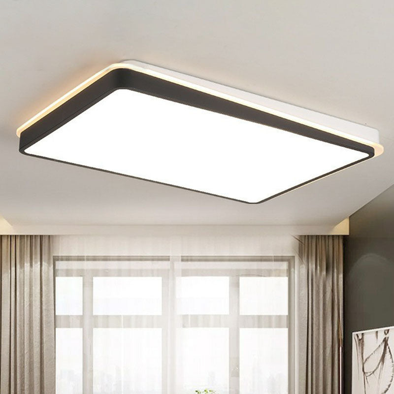 Quadrilateral Metal Flush Mount Lighting Minimalist Black and White LED Flush Mount Fixture Black-White White Rectangle Clearhalo 'Ceiling Lights' 'Close To Ceiling Lights' 'Close to ceiling' 'Flush mount' Lighting' 2046583