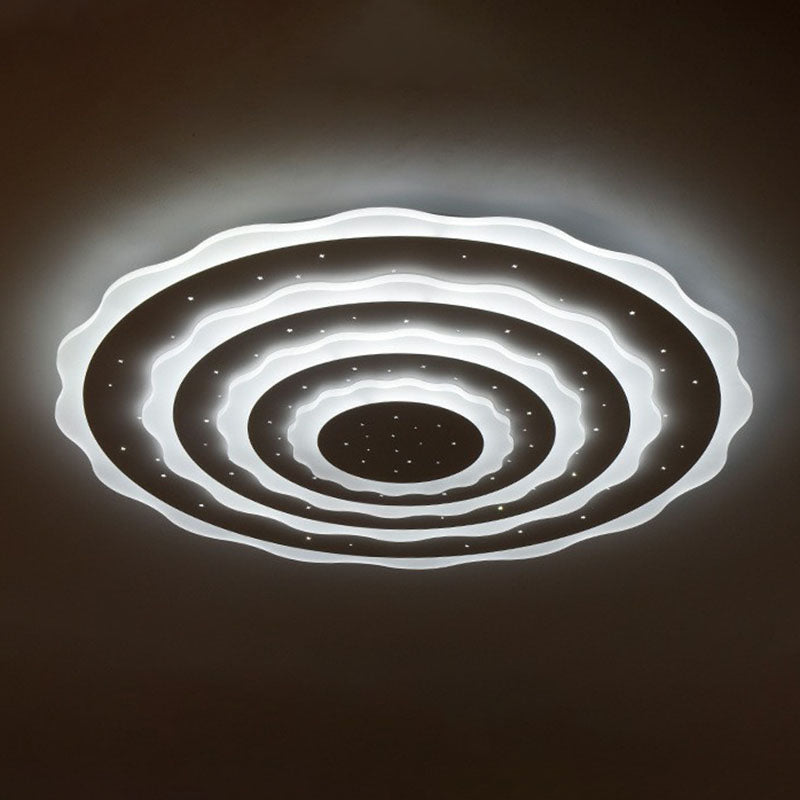 Ripple Acrylic Flush Light Artistic White LED Flush Ceiling Light Fixture for Living Room White White Clearhalo 'Ceiling Lights' 'Close To Ceiling Lights' 'Close to ceiling' 'Flush mount' Lighting' 2046627