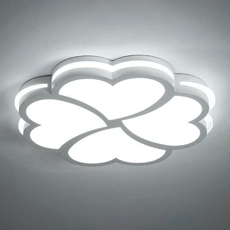 Clover Shaped Bedroom LED Flush Mount Acrylic Modern Flushmount Ceiling Light in White White White Clearhalo 'Ceiling Lights' 'Close To Ceiling Lights' 'Close to ceiling' 'Flush mount' Lighting' 2046651