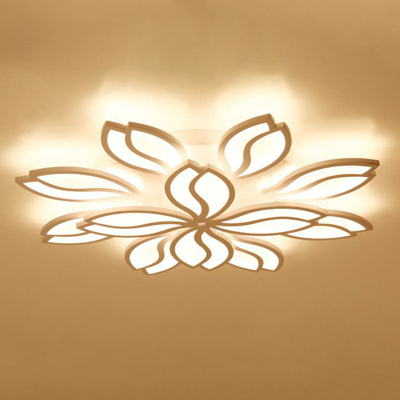 Acrylic Leaf Semi Flush Light Artistic White LED Flush Ceiling Light Fixture for Living Room Clearhalo 'Ceiling Lights' 'Close To Ceiling Lights' 'Close to ceiling' 'Semi-flushmount' Lighting' 2046660