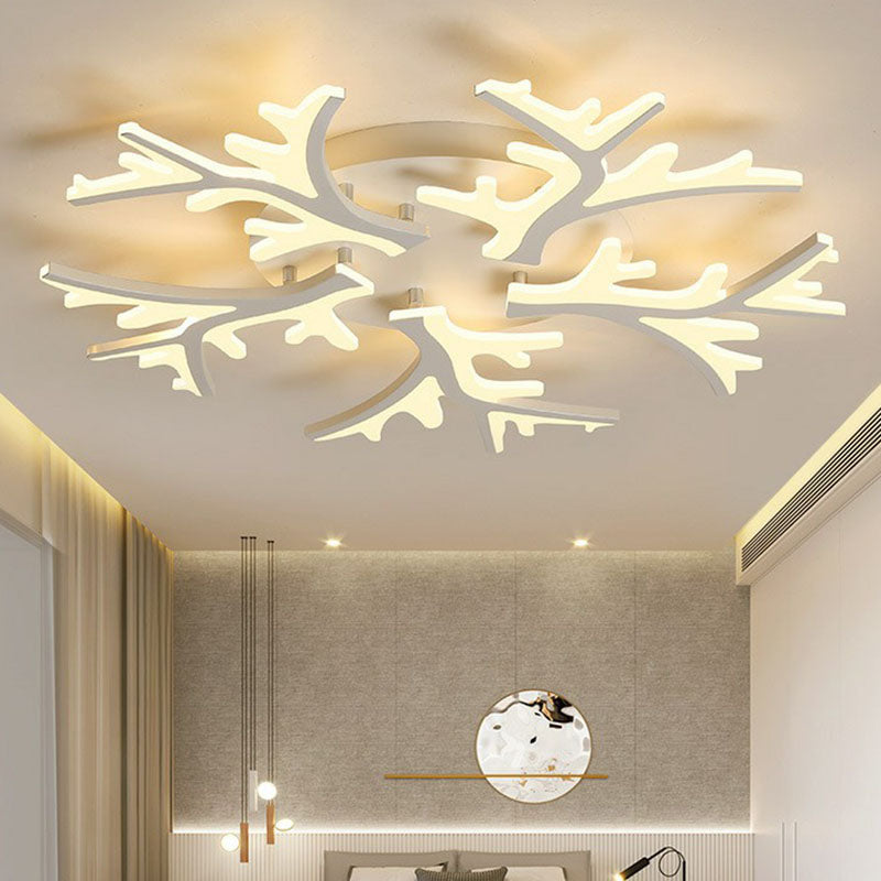 White Snowflake Semi Flush Mount Lighting Minimalist Acrylic LED Flush Mount Fixture for Living Room 5 White Warm Clearhalo 'Ceiling Lights' 'Close To Ceiling Lights' 'Close to ceiling' 'Semi-flushmount' Lighting' 2046680