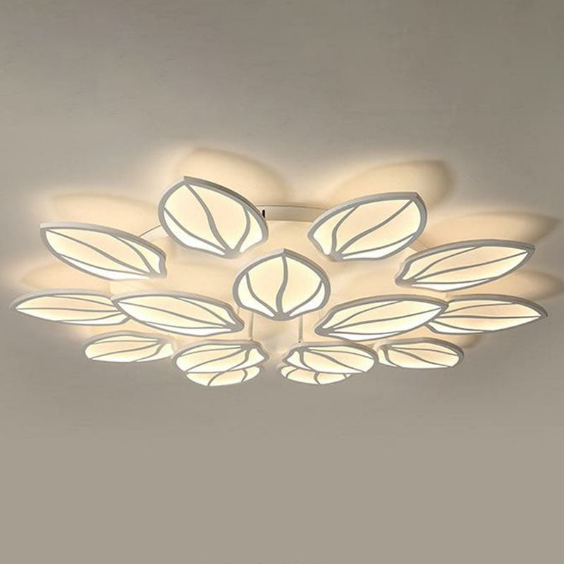 Foliage Acrylic LED Flush Mount Fixture Contemporary White Semi Flush Ceiling Light for Bedroom Clearhalo 'Ceiling Lights' 'Close To Ceiling Lights' 'Close to ceiling' 'Semi-flushmount' Lighting' 2046694