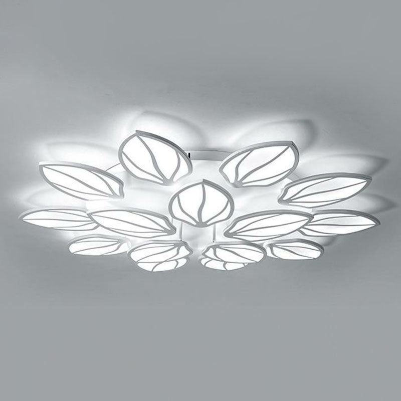 Foliage Acrylic LED Flush Mount Fixture Contemporary White Semi Flush Ceiling Light for Bedroom Clearhalo 'Ceiling Lights' 'Close To Ceiling Lights' 'Close to ceiling' 'Semi-flushmount' Lighting' 2046695