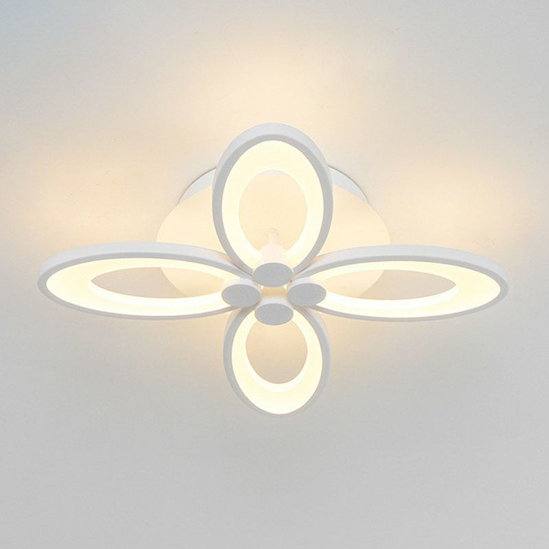 Elliptical LED Semi Flush Mount Modern Acrylic White Flushmount Ceiling Light for Living Room 4 White White Clearhalo 'Ceiling Lights' 'Close To Ceiling Lights' 'Close to ceiling' 'Semi-flushmount' Lighting' 2046704