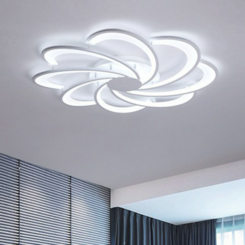 Flower Living Room Flush Ceiling Light Acrylic Contemporary LED Semi Flush Mount Lighting Fixture in White 8 White Clearhalo 'Ceiling Lights' 'Close To Ceiling Lights' 'Close to ceiling' 'Semi-flushmount' Lighting' 2046705