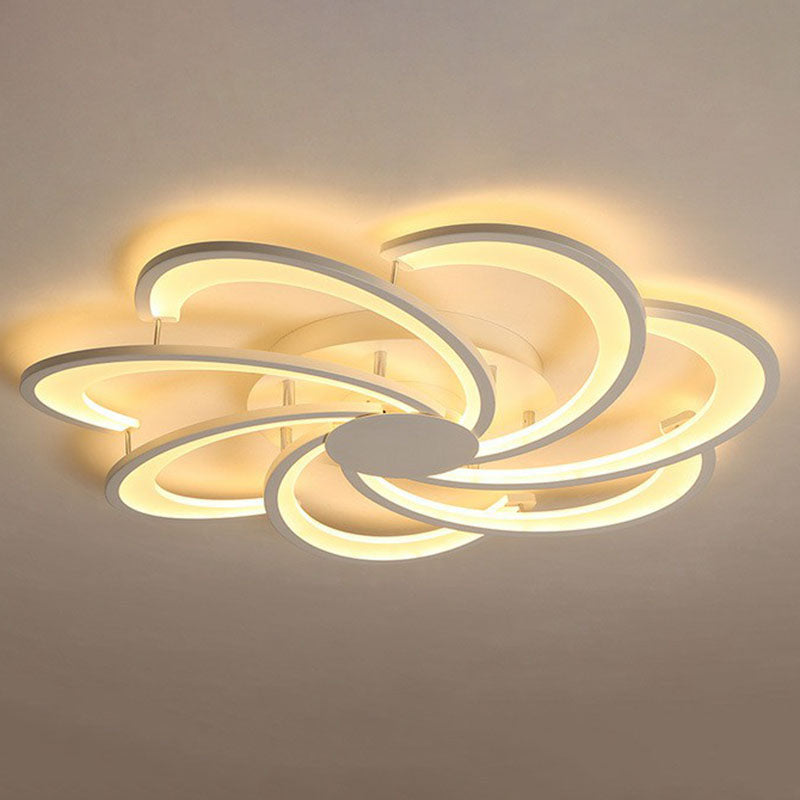 Flower Living Room Flush Ceiling Light Acrylic Contemporary LED Semi Flush Mount Lighting Fixture in White 7 White Clearhalo 'Ceiling Lights' 'Close To Ceiling Lights' 'Close to ceiling' 'Semi-flushmount' Lighting' 2046709