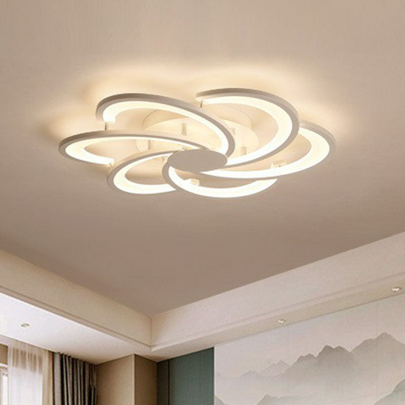 Flower Living Room Flush Ceiling Light Acrylic Contemporary LED Semi Flush Mount Lighting Fixture in White 6 White Clearhalo 'Ceiling Lights' 'Close To Ceiling Lights' 'Close to ceiling' 'Semi-flushmount' Lighting' 2046710