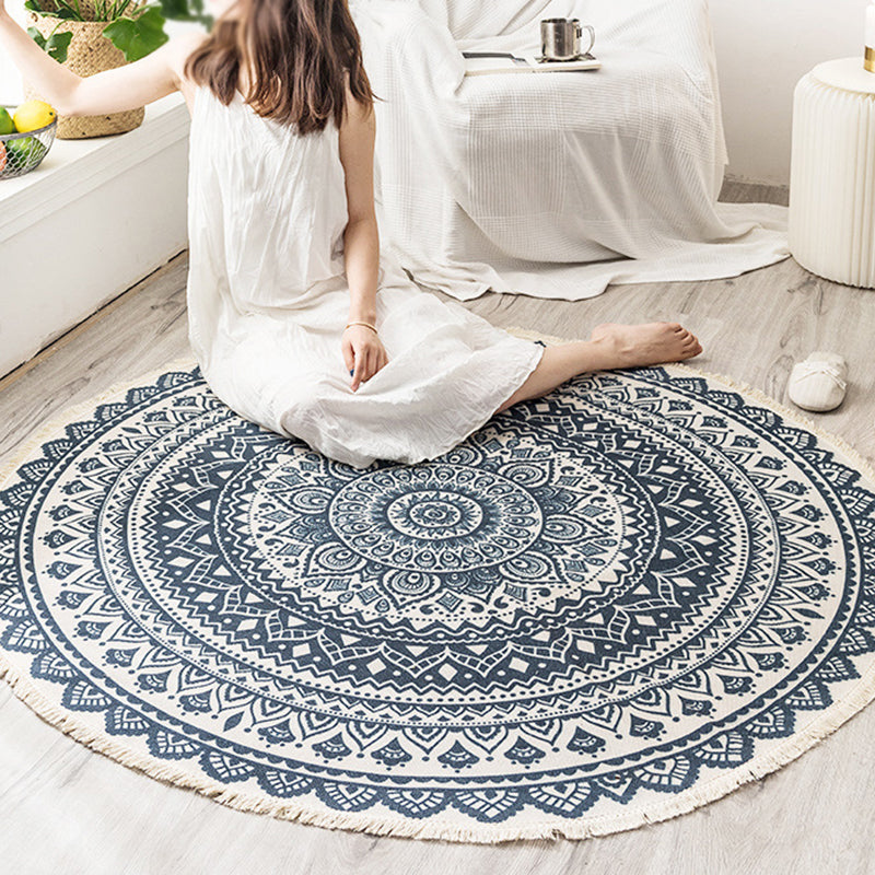 Boho Mandala Area Rug Multicolor Cotton Rug Pet Friendly Carpet for Bedroom Clearhalo 'Area Rug' 'Bohemian' 'Rugs' Rug' 2046739