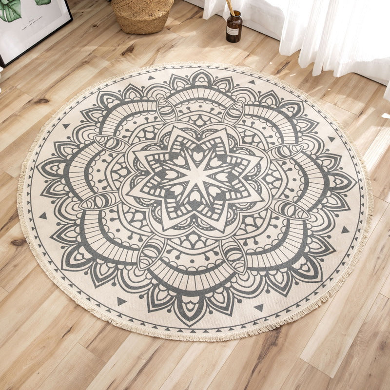 Ethnic Bohemian Indoor Rug Multi Color Tribal Floral Carpet Machine Washable Rug for Girls Bedroom Black Clearhalo 'Area Rug' 'Bohemian' 'Rugs' Rug' 2046781