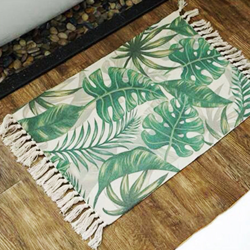 Unique Geometric Rug Multicolor Eclectic Rug Cotton Pet Friendly Carpet with Tassel Knot for Great Room Aqua 2' x 2'11