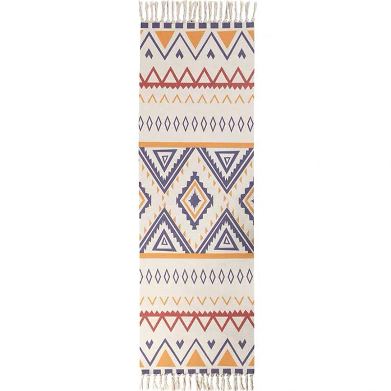 Aesthetic Multicolor Tribal Print Rug Cotton Bohemia Area Rug Pet Friendly Carpet for Bedroom Blue-Yellow Clearhalo 'Area Rug' 'Bohemian' 'Rugs' Rug' 2046965