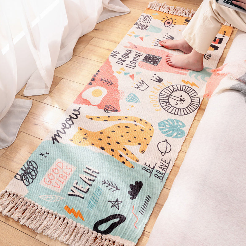 Cartoon Animal Patterned Rug Colorful Cotton Rug Washable Pet Friendly Rug for Nursery Clearhalo 'Area Rug' 'Rug' 2047172
