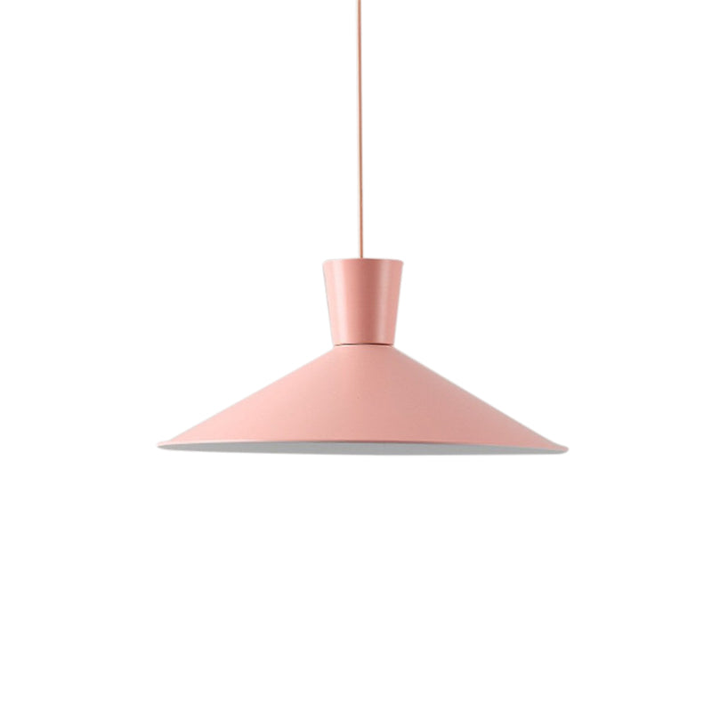 Pink/Yellow/Blue 1 Light Hanging Light Nordic Style Iron Flared Pendant Ceiling Light for Living Room Clearhalo 'Art Deco Pendants' 'Cast Iron' 'Ceiling Lights' 'Ceramic' 'Crystal' 'Industrial Pendants' 'Industrial' 'Metal' 'Middle Century Pendants' 'Pendant Lights' 'Pendants' 'Tiffany' Lighting' 204894