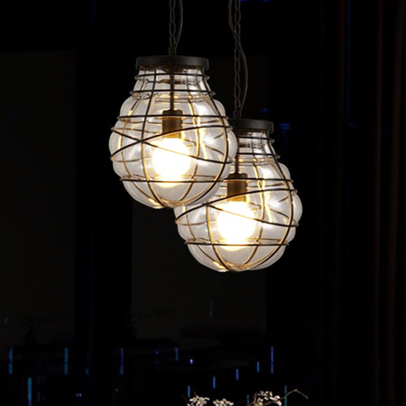 Black Bulb Shape Hanging Light Nautical Glass 1 Head Dining Room Ceiling Light Fixture Black Clearhalo 'Ceiling Lights' 'Glass shade' 'Glass' 'Industrial Pendants' 'Industrial' 'Middle Century Pendants' 'Pendant Lights' 'Pendants' 'Tiffany' Lighting' 204990