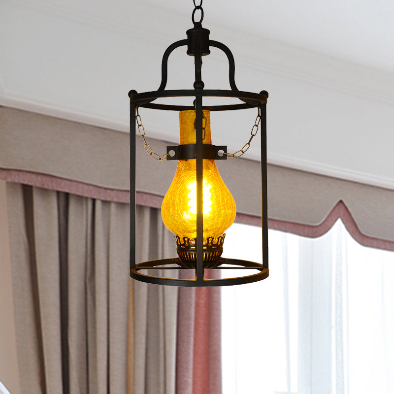 Black Cylinder Cage Shade Pendant Light Vintage Metal 1 Light Dining Room Hanging Lamp Black Clearhalo 'Art Deco Pendants' 'Black' 'Cast Iron' 'Ceiling Lights' 'Ceramic' 'Crystal' 'Industrial Pendants' 'Industrial' 'Metal' 'Middle Century Pendants' 'Pendant Lights' 'Pendants' 'Rustic Pendants' 'Tiffany' Lighting' 205008