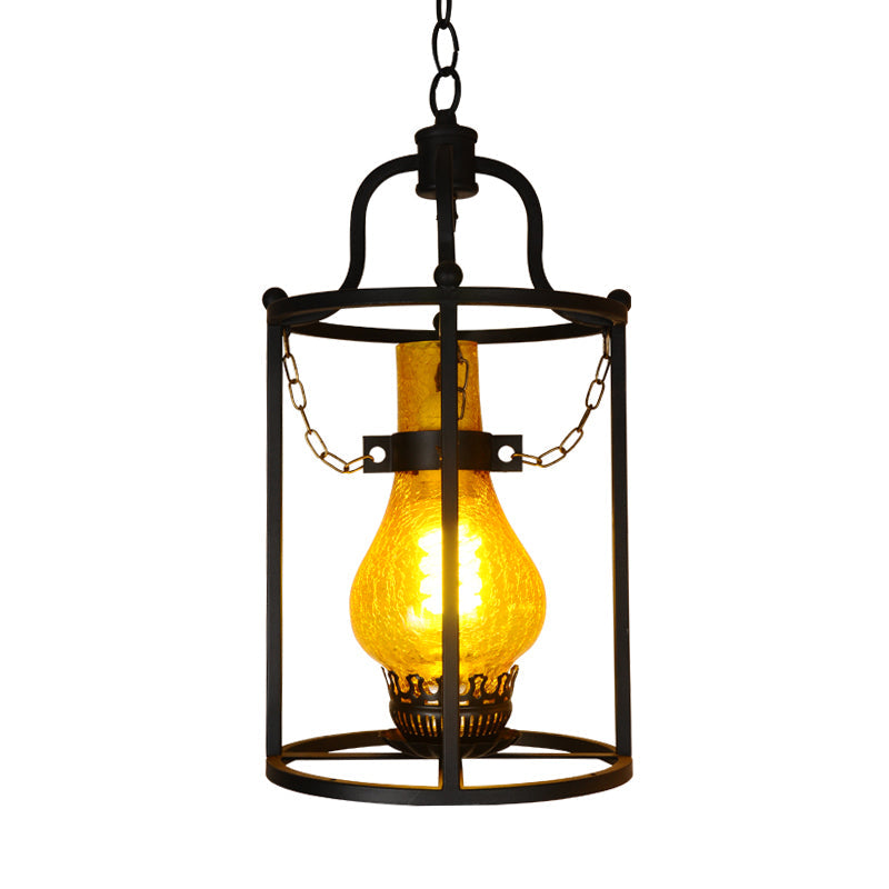 Black Cylinder Cage Shade Pendant Light Vintage Metal 1 Light Dining Room Hanging Lamp Clearhalo 'Art Deco Pendants' 'Black' 'Cast Iron' 'Ceiling Lights' 'Ceramic' 'Crystal' 'Industrial Pendants' 'Industrial' 'Metal' 'Middle Century Pendants' 'Pendant Lights' 'Pendants' 'Rustic Pendants' 'Tiffany' Lighting' 205010