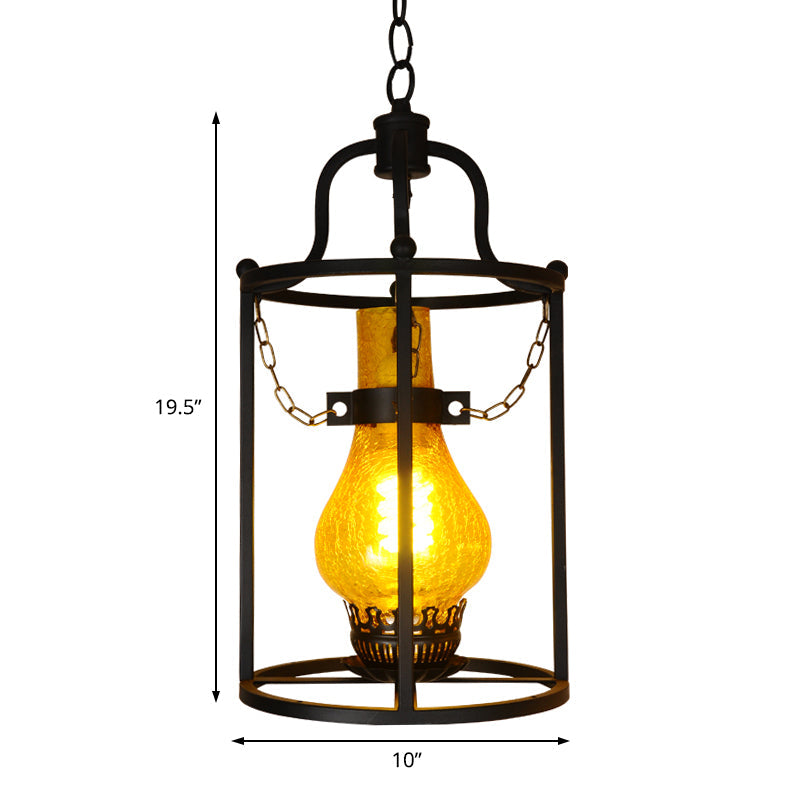 Black Cylinder Cage Shade Pendant Light Vintage Metal 1 Light Dining Room Hanging Lamp Clearhalo 'Art Deco Pendants' 'Black' 'Cast Iron' 'Ceiling Lights' 'Ceramic' 'Crystal' 'Industrial Pendants' 'Industrial' 'Metal' 'Middle Century Pendants' 'Pendant Lights' 'Pendants' 'Rustic Pendants' 'Tiffany' Lighting' 205011