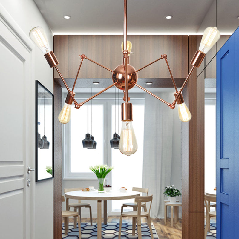 Copper Sputnik Pendant Chandelier Rustic Metal 6/8/10 Lights Indoor Pendant Light Fixture 6 Copper Clearhalo 'Cast Iron' 'Ceiling Lights' 'Chandeliers' 'Industrial Chandeliers' 'Industrial' 'Metal' 'Middle Century Chandeliers' 'Rustic Chandeliers' 'Tiffany' Lighting' 205048