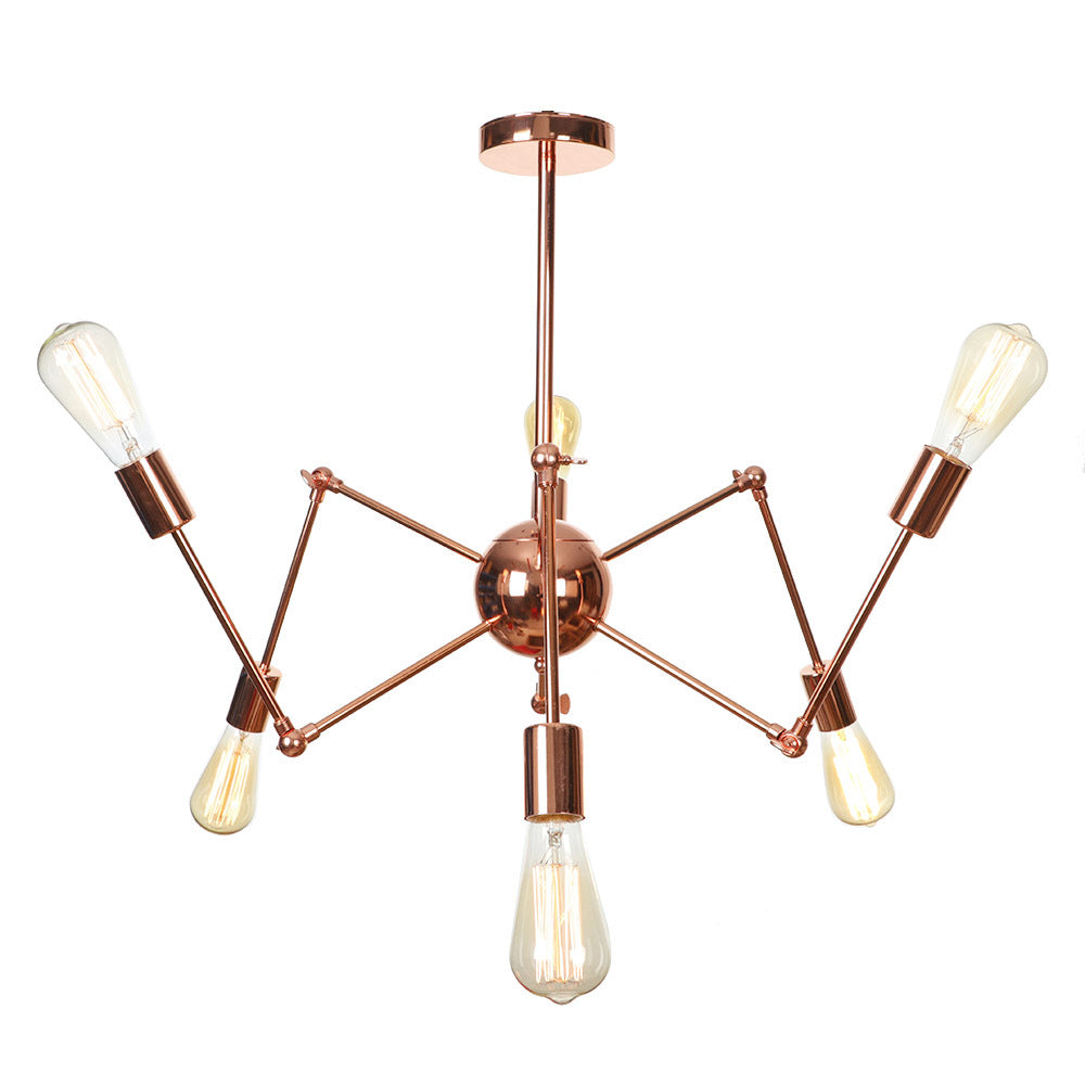 Copper Sputnik Pendant Chandelier Rustic Metal 6/8/10 Lights Indoor Pendant Light Fixture Clearhalo 'Cast Iron' 'Ceiling Lights' 'Chandeliers' 'Industrial Chandeliers' 'Industrial' 'Metal' 'Middle Century Chandeliers' 'Rustic Chandeliers' 'Tiffany' Lighting' 205050