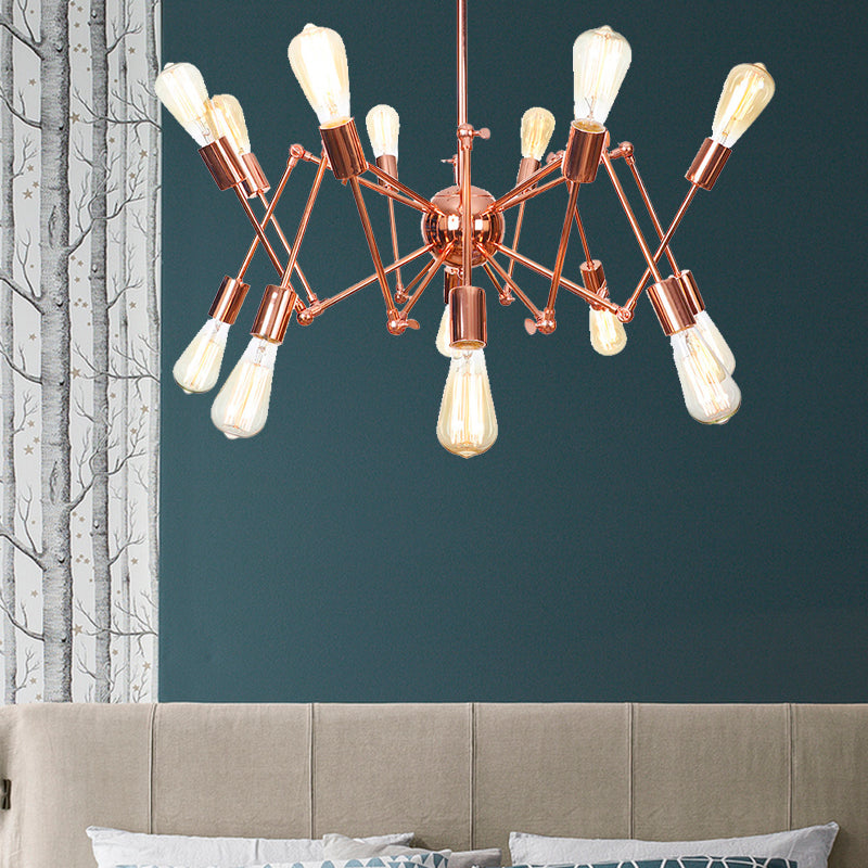 Copper Sputnik Pendant Chandelier Rustic Metal 6/8/10 Lights Indoor Pendant Light Fixture 14 Copper Clearhalo 'Cast Iron' 'Ceiling Lights' 'Chandeliers' 'Industrial Chandeliers' 'Industrial' 'Metal' 'Middle Century Chandeliers' 'Rustic Chandeliers' 'Tiffany' Lighting' 205052