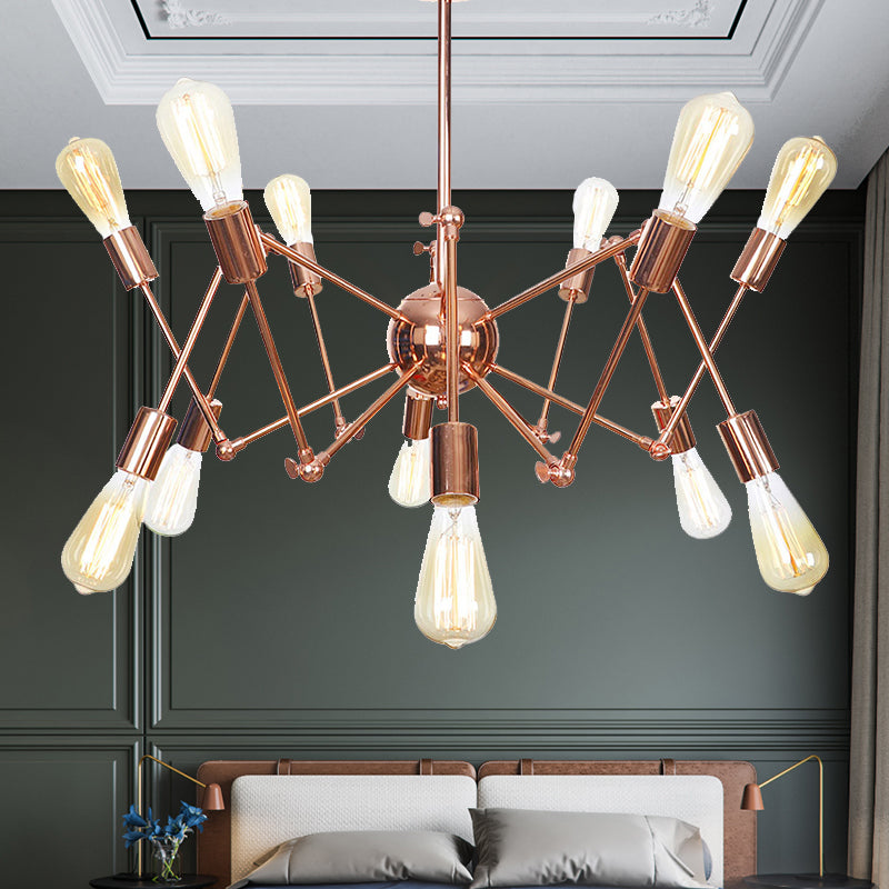 Copper Sputnik Pendant Chandelier Rustic Metal 6/8/10 Lights Indoor Pendant Light Fixture Clearhalo 'Cast Iron' 'Ceiling Lights' 'Chandeliers' 'Industrial Chandeliers' 'Industrial' 'Metal' 'Middle Century Chandeliers' 'Rustic Chandeliers' 'Tiffany' Lighting' 205065