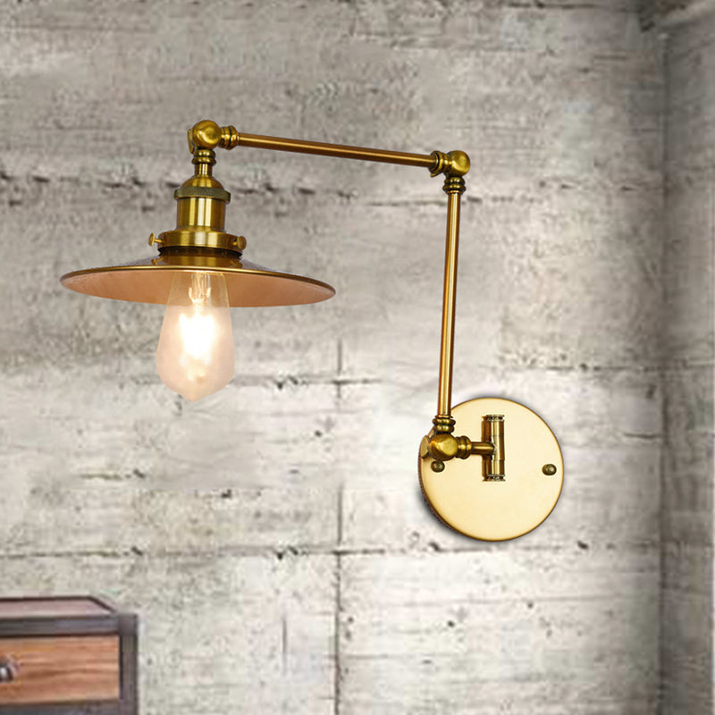 Metal Brass Sconce Light Wide Flare 1-Light Industrial Wall Mounted Light for Dining Room Clearhalo 'Art deco wall lights' 'Cast Iron' 'Glass' 'Industrial wall lights' 'Industrial' 'Middle century wall lights' 'Modern' 'Rustic wall lights' 'Tiffany' 'Traditional wall lights' 'Wall Lamps & Sconces' 'Wall Lights' Lighting' 205290