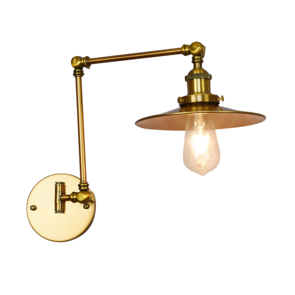 Metal Brass Sconce Light Wide Flare 1-Light Industrial Wall Mounted Light for Dining Room Clearhalo 'Art deco wall lights' 'Cast Iron' 'Glass' 'Industrial wall lights' 'Industrial' 'Middle century wall lights' 'Modern' 'Rustic wall lights' 'Tiffany' 'Traditional wall lights' 'Wall Lamps & Sconces' 'Wall Lights' Lighting' 205291